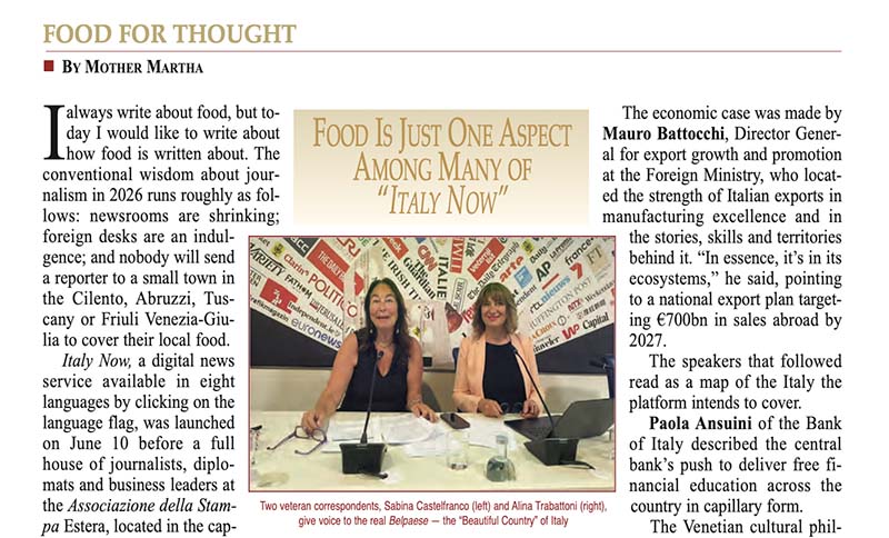 Food is just one aspect among many of “Italy now”