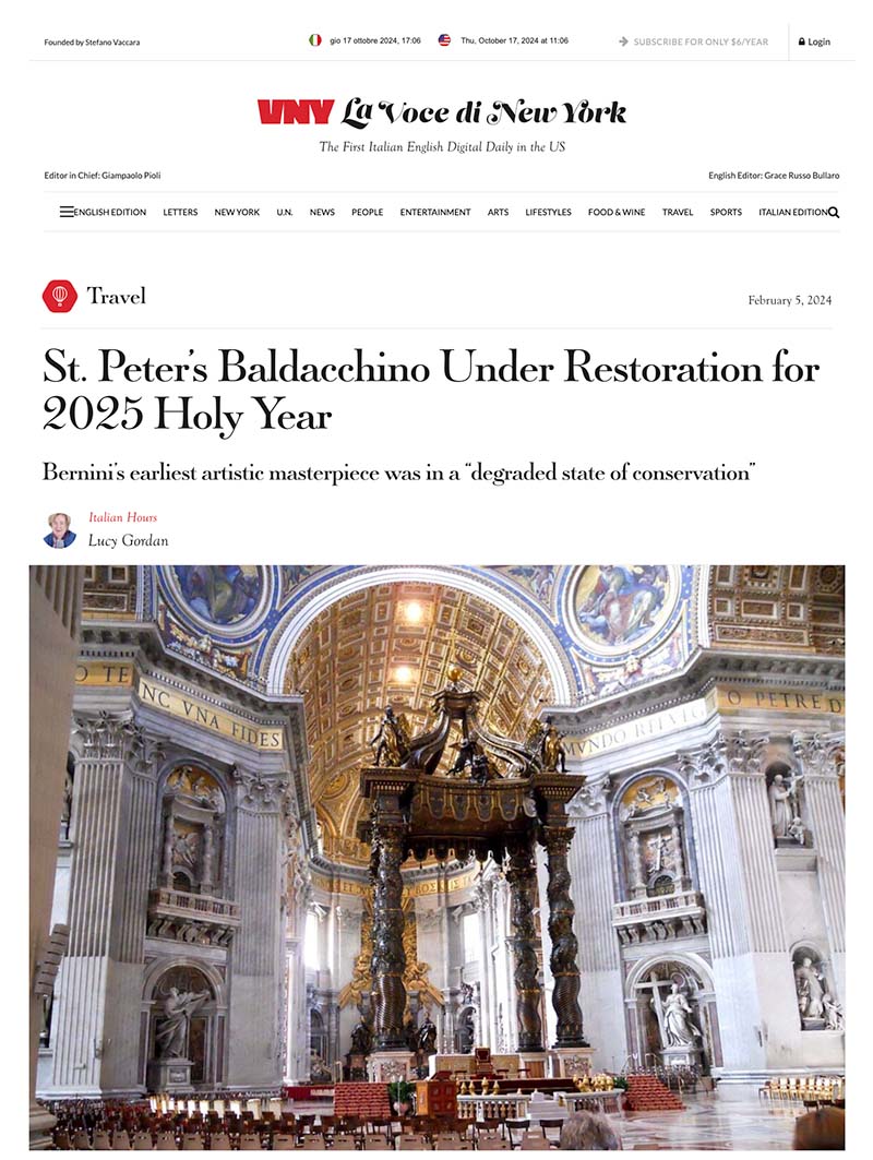 St. Peter’s Baldacchino Under Restoration for 2025 Holy Year